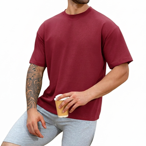 T-shirt oversize uni élégant pour homme, grande taille, impression et broderie personnalisées, t-shirt oversize uni pour homme - Product Image 3