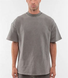 Camiseta de Manga Corta para Hombre, Cuello Redondo, Color Gris, Corte Holgado, Informal, Color Sólido, Algodón, Jersey, Tejido de Punto, Estampada, Streetwear, Personalizada - Product Image 4