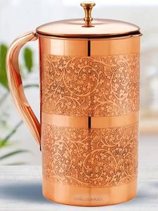 Copper jug set for elegant dining hospitality arrangement <b>water</b> serving metal set with <b>glasses</b> durable reusable kitchen dining d - Product Image 2