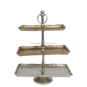 Silver And Gold Aluminium Decorative Trays Candies Cupcake Pastry <b>Chocolate</b> Display Stand 3 Tier Cake Stand For Birthday Parties - Product Image 1