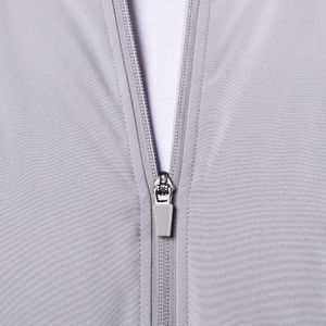 Men's Light Gray Full Zip Training Jacket Lightweight Athletic Sportswear Warm Up Top Long Sleeve Fitness Activewear Outerwear - Product Image 3