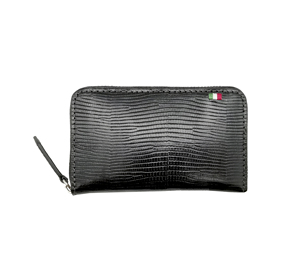 Hot Pick Castello Luxury Lizard Print Italian Leather Accordion Card <b>Case</b> Holder Zipper Closure <b>Coin</b> Wallet Black Low MOQ - Product Image 2