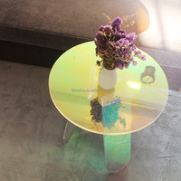 Acrylique Console Bureau Irisé arc-en-ciel Coloré Brillant Côté pour la Fête Personnaliser Moderne Luxe Rond