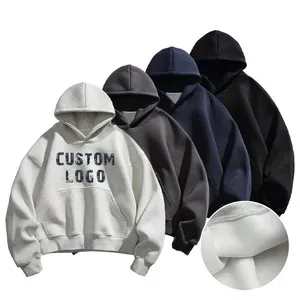 Sudadera con capucha de algodón de 450 g/m² de alto gramaje al por mayor, con logo personalizado, MOQ bajo, efecto desgastado por el sol, lavado, corte holgado y bolsillo canguro - Product Image 3