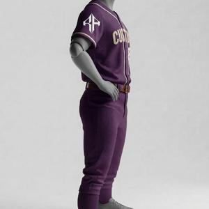 Ensemble uniforme de baseball à manches courtes avec impression sublimée violette, 100% polyester de haute qualité, pour hommes, par RIVIAN ATLANTIC - Product Image 4