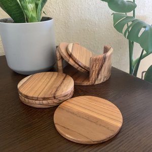 <b>Walnut</b> Wood Coaster Set Modern Stylish Heat-Resistant Drink Holder Customizable Options for Kitchen Dining <b>Table</b> Home Decor - Product Image 3