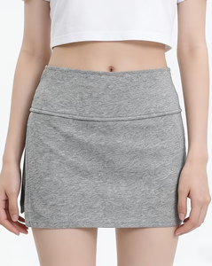 Ribbed Knit Mini Skirt for Women High Waist Casual Stretch Skater Skirt Washable Anti Pilling Spring Fall - Product Image 5