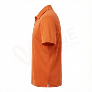 Men's <b>Orange</b> Short Sleeve <b>Polo</b> Shirt Solid Color Casual Regular Fit Woven Fabric Button Design - Product Image 3