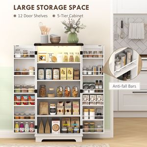 Armadio Dispensa da Cucina Bianco da 47 Pollici con Illuminazione a LED, Ripiani con Sensore e Ripiani Regolabili - Product Image 6