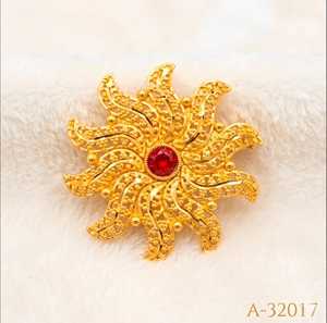 Collier de fleurs plaqué or avec pierre de rubis pour femmes, bijoux de mariage A-32041 - Product Image 4