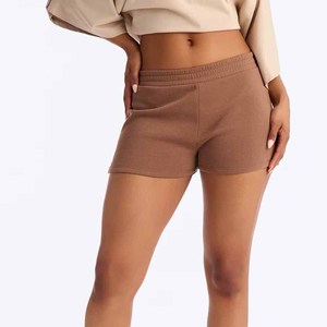 Casual Custom <b>Women's</b> <b>White</b> High Waist Cotton Knitted <b>Shorts</b> Elastic Waist Casual Summer Sweat <b>Shorts</b> Sporty <b>Shorts</b> For <b>Women</b> - Product Image 6