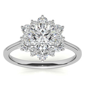 แหวนเพชรแล็บโกรว์ทรงกลม 18k ดีไซน์หรูหรา ประดับเพชรแล็บโกรว์ทรงกลมแบบ Snowflake Halo สำหรับผู้หญิงและเด็กผู้หญิง - Product Image 1