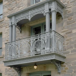 <b>Flooring</b>-Mounted Modern Solid Iron Balcony Railing Anti-Theft Rust Resistant Design Villa Outdoor Use DIY Installation 3-Year - Product Image 5