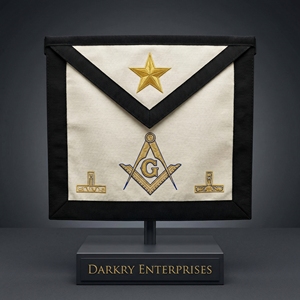 Tablier maçonnique fait main sur mesure avec bordure noire et broderie dorée – Fournitures pour Loge Maçonnique – Maître Maçon - Product Image 1