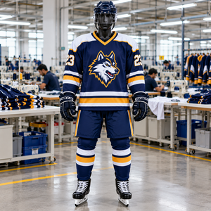 Jersey de Hockey sobre Hielo Azul Marino para Hombre, Número 23, Sublimado, Transpirable, de Poliéster - Product Image 6