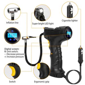 Pompe à air électrique portable 12V DC avec lumière LED, compresseur de pneus numérique pour voiture, gonfleur 150 PSI pour voitures, facile à utiliser et à lire - Product Image 3
