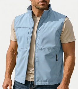 Gilet coupe-vent décontracté pour homme, sans manches, avec fermeture éclair, taille standard, couleur unie, pour l'extérieur, chauffe-corps pour homme, vente en gros OEM - Product Image 4