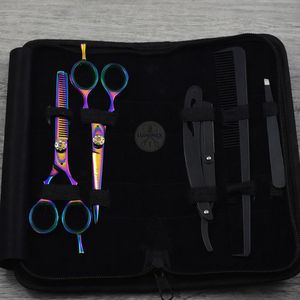 Juego de Tijeras Profesionales de Acero Inoxidable 5.5 Beauty para Peinar, Cortar y Entresacar el Cabello, con Cuchilla de Afeitar - Product Image 3