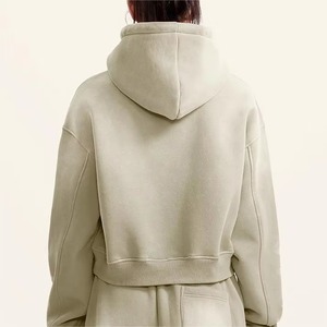 Sudadera con Capucha Corta Extra Grande para Mujer, de Alta Calidad, Sin Forro, de Felpa para Invierno, 100% Algodón, con Logotipo Frontal Personalizable, Estilo Urbano - Product Image 5
