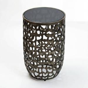 Mesa de Centro Redonda Moderna con Tapa de Vidrio Templado y Estructura Metálica, Mueble Decorativo Contemporáneo para Sala de Estar - Product Image 1
