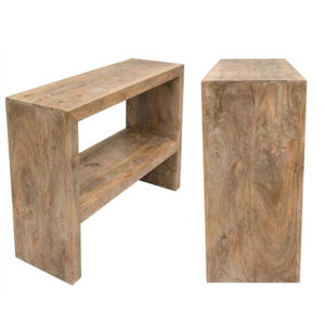 Console d'entrée rectangulaire en bois de manguier massif, style discret, ajourée, vintage, décorative, pour maison d'hôtes et salon - Product Image 3