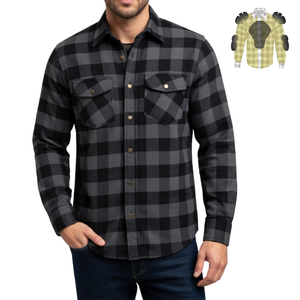 Men <b>Flannel</b> Motorcycle Riding Shirt Armored Protective Biker Shirt CE Armor Motorcycle Racing Shirt - Product Image 1