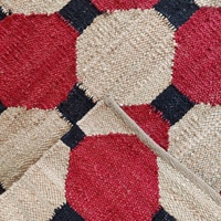 Tapis d'appoint moderne abstrait en jute fait main |   Tapis de salon antidérapant, écologique, antibactérien, à poils ras, adapté aux animaux domestiques, tissé à la main