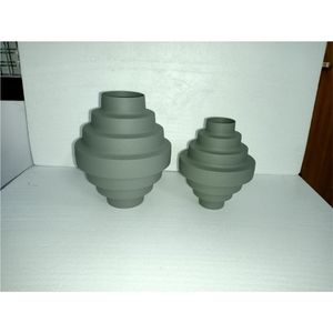 Nordic Style Round Metal <b>Vase</b> Grey Tiered Design Flower Holder Industrial Centerpiece <b>Decorative</b> <b>Vase</b> for Modern Home Decor <b>Vase</b> - Product Image 1