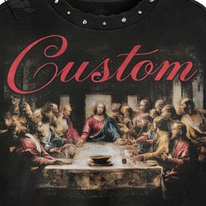 Camiseta Glory Custom con efecto desgastado, lavado ácido y pedrería, 100% algodón, estilo vintage, gráfico, corta, unisex, para ropa urbana. - Product Image 6