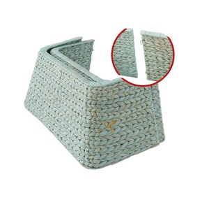 Sage Green Square Water Hyacinth Christmas Tree Collar Cord Cutout <b>Split</b> Xmas Tree Base Box For Holiday Decoration - Product Image 2
