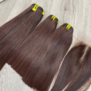 Virgin Raw Vietnamese <b>Hair</b> Super Quality Fast Bone Straight Brown <b>Color</b> Silky Machine Double Weft Weaving - Product Image 6