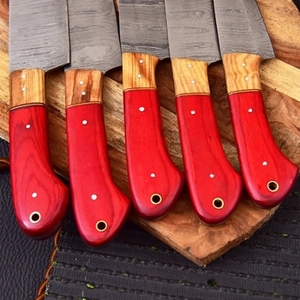 Handmade Damascus Steel Chef <b>Knife</b> <b>Set</b> 5 Pieces Razor <b>Sharp</b> High Carbon Forged Customizable Wholesale Wood Handle Sustainable - Product Image 2