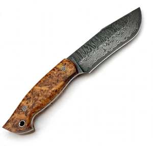 Outil utilitaire artisanal en acier de Damas avec manche en bois d'ambre naturel - Product Image 2