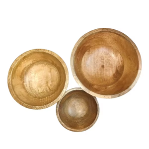 Bol en bois de manguier moderne, poli, fait main, écologique, durable, non traité, pour cuisine, salle à manger, service de salades, fruits secs - Product Image 1