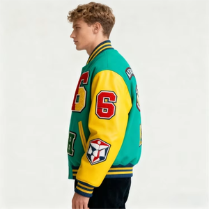 2026 Style Men's Varsity <b>Jacket</b> Custom Logo Chenille Embroidery Stand Collar Winter Baseball Letterman Style Front - Product Image 4