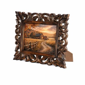 Hand Carved Mango Wood <b>Picture</b> <b>Frame</b>, Rustic Farmhouse Vintage Boho Decorative <b>Picture</b> <b>Frame</b>, Unique <b>Frame</b> with Real Feel - Product Image 5