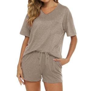 Women's 2 Piece <b>Sets</b> European American Women's New Fashionable Casual Striped Short-Sleeved Neck Shorts Daily Wear <b>set</b> OEM ODM - Product Image 1