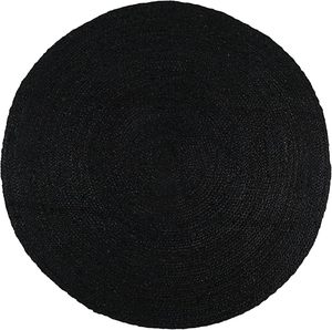 Alfombra Redonda de Yute Hecha a Mano con Fibra Natural, Alfombra Redonda de Tamaño Personalizado, Color Negro - Product Image 6