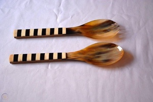 Luxury Eco-Friendly <b>Kitchen</b> and Tableware Set Horn Spoon Fork with Wooden Handle for Serving Salads for Travel or Restaurants - Product Image 3