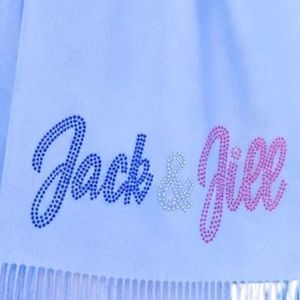 Women's Light Blue Open Front Wrap <b>Cardigan</b> with Fringe Trim and Jack & Jill Embroidery, Long Sleeve Soft Layering Shawl - Product Image 6