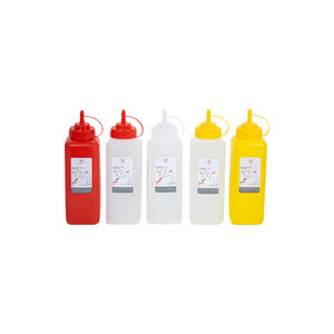 Botella de salsa de plástico cuadrada ecológica sin BPA, contenedor exprimible impreso digitalmente para uso diario en hogares y tiendas de alimentos - Product Image 1