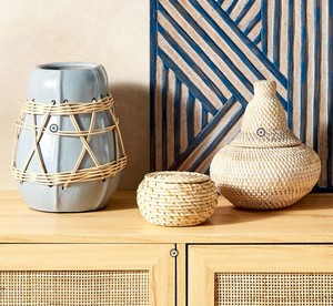 Handmade Oval Natural Rattan Bins Tea <b>Storage</b> Box Handle Eco-friendly Vintage Flexible Design Organizer <b>Storage</b> Baskets Home - Product Image 3