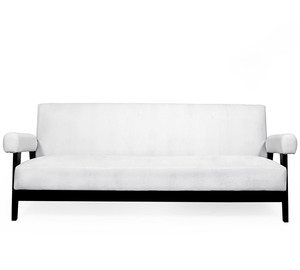 Wholesale Mid Century Luxury Leather Upholstered 3-Seater Sofa Ebony Finish Solid Wood Chandigarh Style Couch - Product Image 5