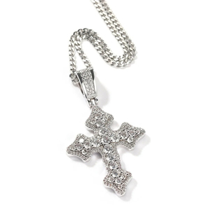 Pendentif Croix Plaqué Or Argent Sterling 925 Diamant VVS Certifié IGI Style Ethnique Breloques Pendentifs Diamant Taille Ronde - Product Image 2