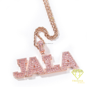 จี้สร้อยคอรูปตัวอักษร JALA สีโรสโกลด์ ประดับเพชรโมอิสซาไนต์ สั่งทำชื่อได้ สำหรับผู้หญิง เครื่องประดับแฟชั่นฮิปฮอปสุดฮิต ของขวัญขายส่ง - Product Image 1