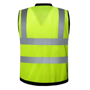 Gilet de sécurité personnalisé avec bandes réfléchissantes, tailles ajustables, impression de logo et tissu polyester durable - Product Image 2