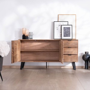 Meuble de rangement bas Vandana Crystal Style 160 cm avec tiroirs, design contemporain Uky au style rétro - Product Image 2