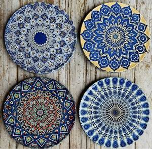 Arte de impresión tradicional moderno para posavasos de taza de té hechos a mano, para decoración del hogar y restaurantes, a precio de Target por UO INDIA - Product Image 1