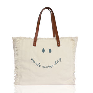 Bolsa de Mano de Lona de Algodón de Primera Calidad, Tendencia 2026, con Asa de Cuero, Grande, Moderna, Reutilizable, Personalizable en Impresión y Tamaño - Product Image 1