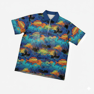 เสื้อโปโลแห้งเร็วสำหรับผู้ชาย เสื้อตกปลา แขนสั้น โพลีเอสเตอร์ ป้องกันรังสียูวี ชุดตกปลา - Product Image 1